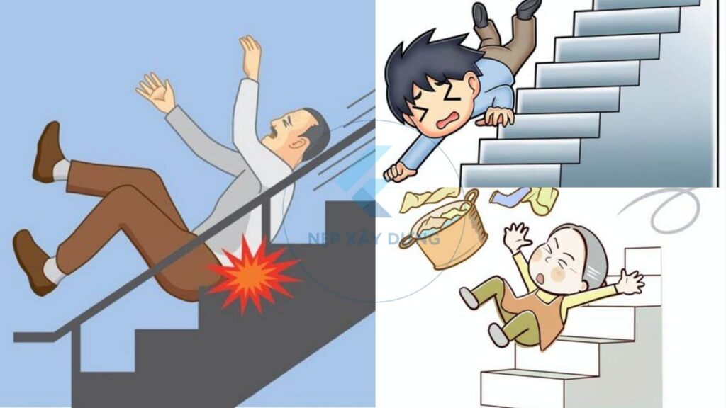 Ảnh ngã do trơn trượt cầu thang
