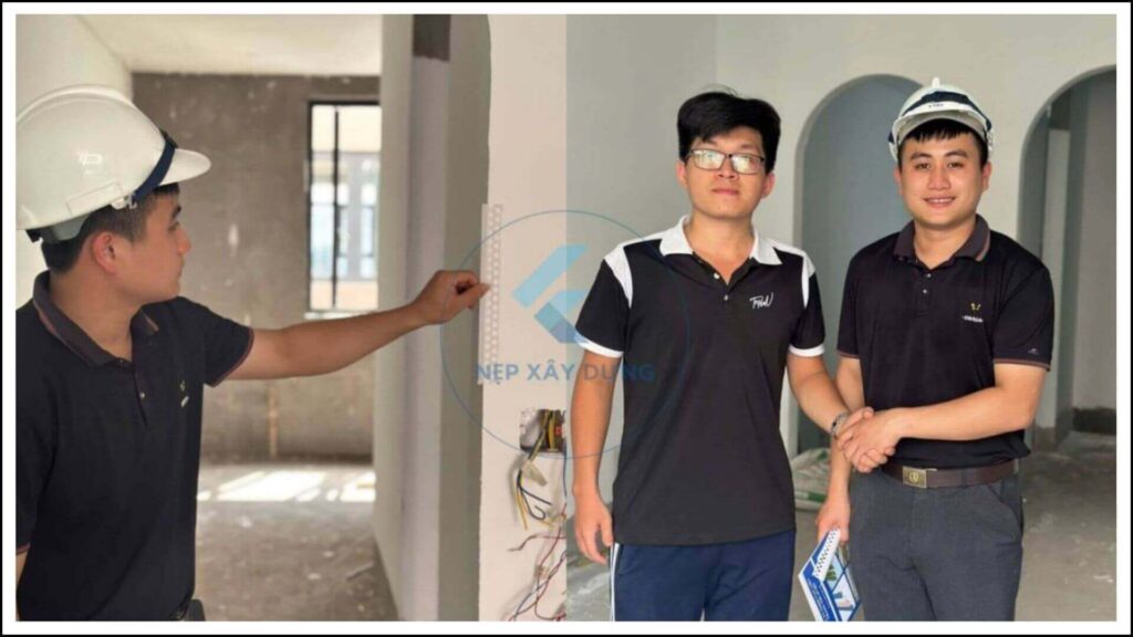 Hình ảnh thi công nẹp góc trát tường