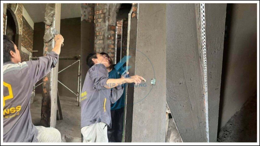 Hình ảnh thi công nẹp nhựa trát tường