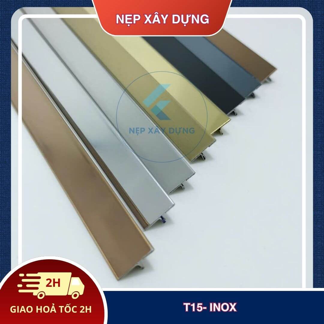 Nẹp inox 304 T15mm tổng hợp màu sắc