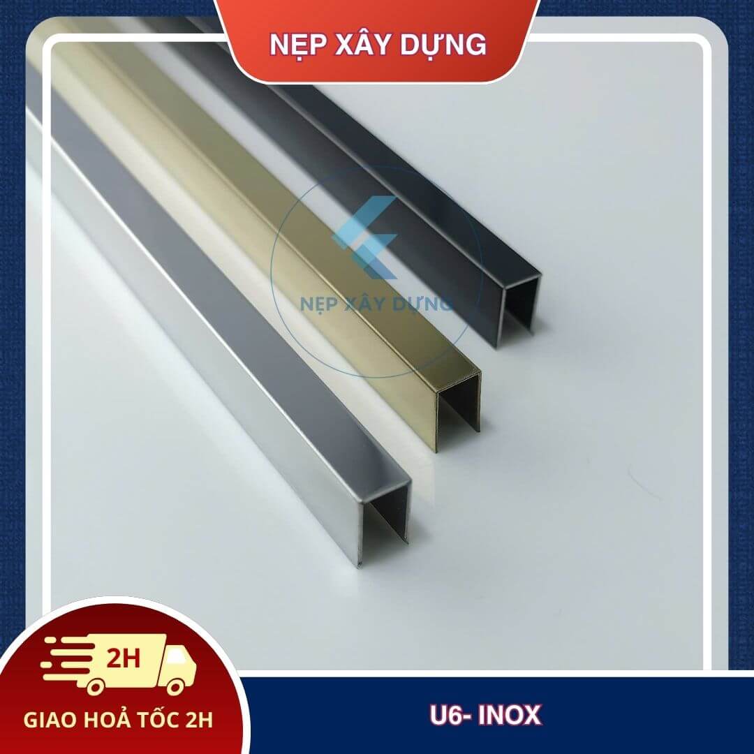 Nẹp inox 304 U6mm tổng hợp màu sắc