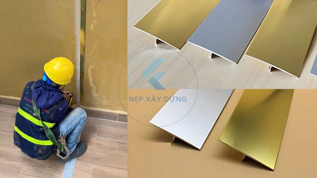 Ảnh thi công và sản phẩm nẹp nhômT40