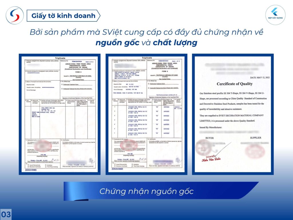 Chứng nhận kết quả nẹp xây dựng