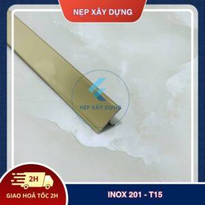 Nẹp inox 201- T15 màu vàng gương