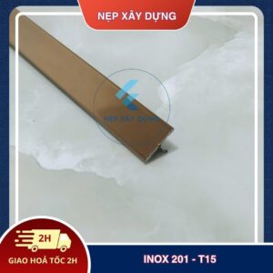Nẹp inox 201- T15 màu vàng hồng gương