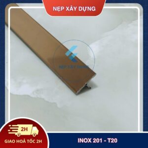 Nẹp inox 201- T20 màu vàng hồng gương
