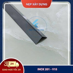 Nẹp inox 201- V15 màu đen gương