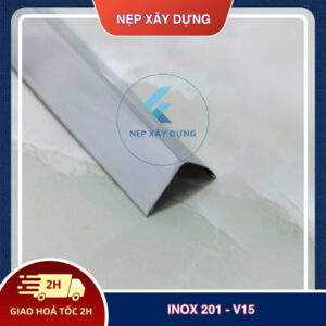 Nẹp inox 201- V15 màu trắng gương
