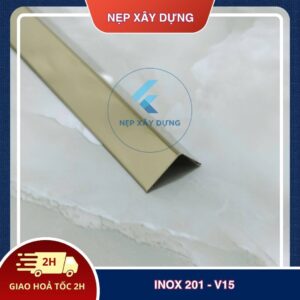 Nẹp inox 201- V15 màu vàng gương