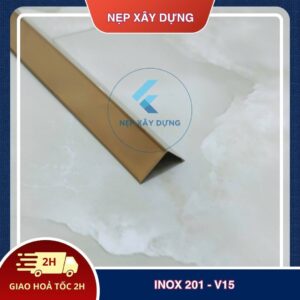 Nẹp inox 201- V15 màu vàng hồng gương