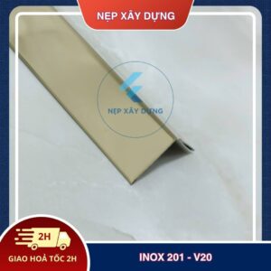 Nẹp inox 201- V20 màu vàng gương