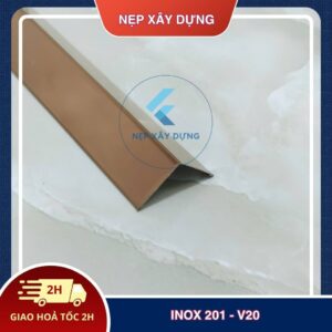 Nẹp inox 201- V20 màu vàng hồng gương