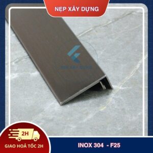 Nẹp inox 304 F25 màu đen xước