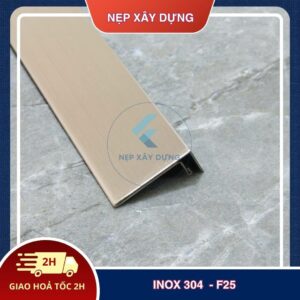Nẹp inox 304 F25 màu sâm panh xước