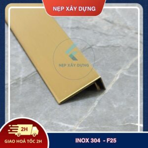 Nẹp inox 304 F25 màu vàng xước