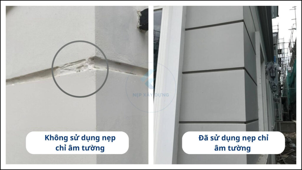 Hình ảnh nẹp chỉ âm tường đem lại hiệu quả thẩm mỹ hơn so với phương pháp trát truyền thống