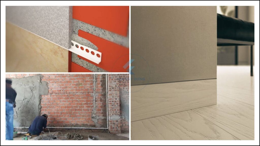 Hình ảnh ứng dụng nẹp chặn vữa ở chân tường