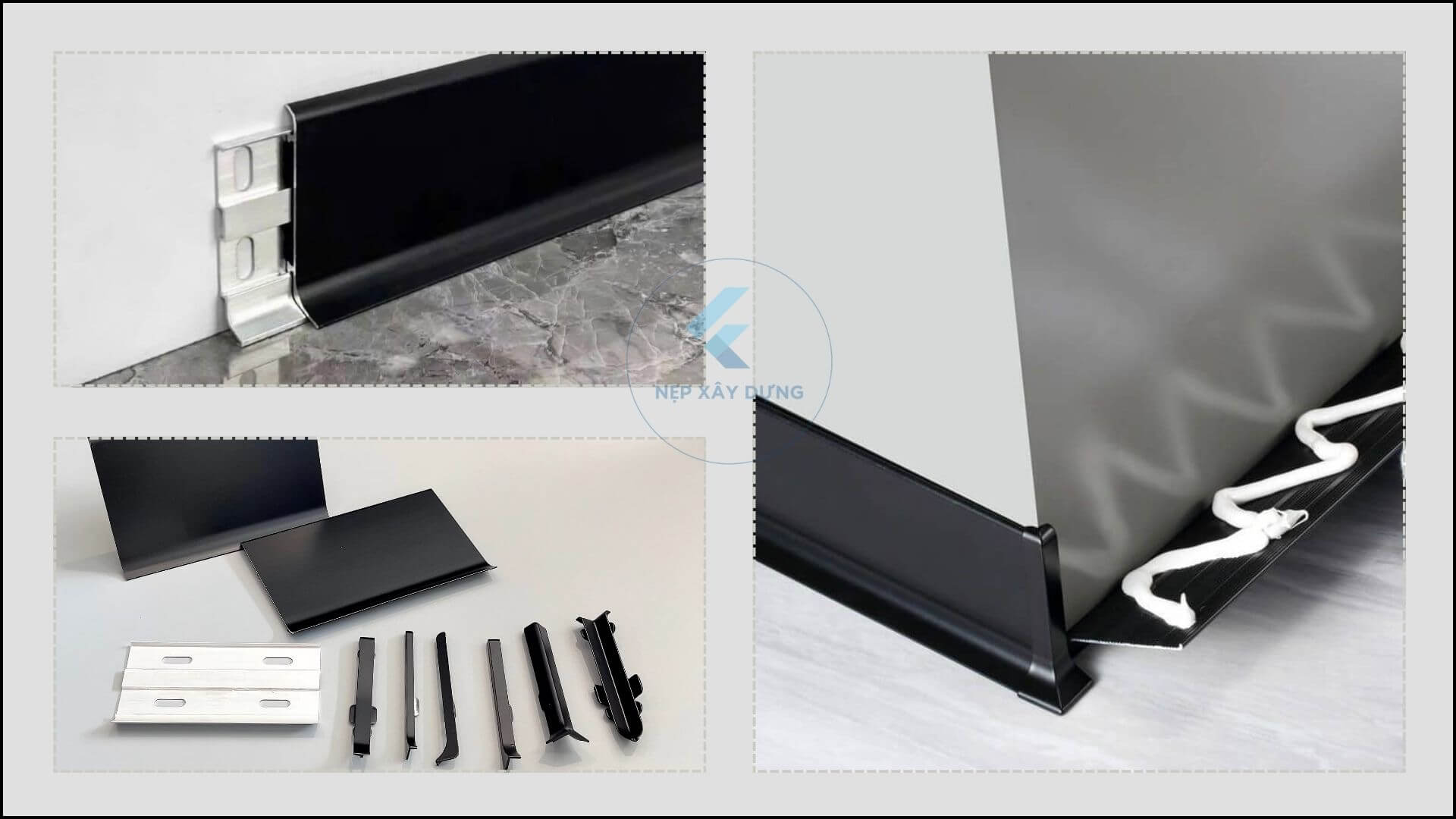 Lắp đặt nẹp bằng vít cài hoặc keo dán chuyên dụng