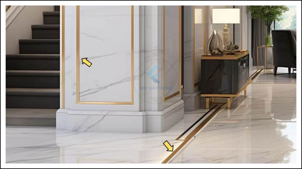 Hình ảnh nẹp T nhôm sàn gỗ ứng dụng trong trang trí