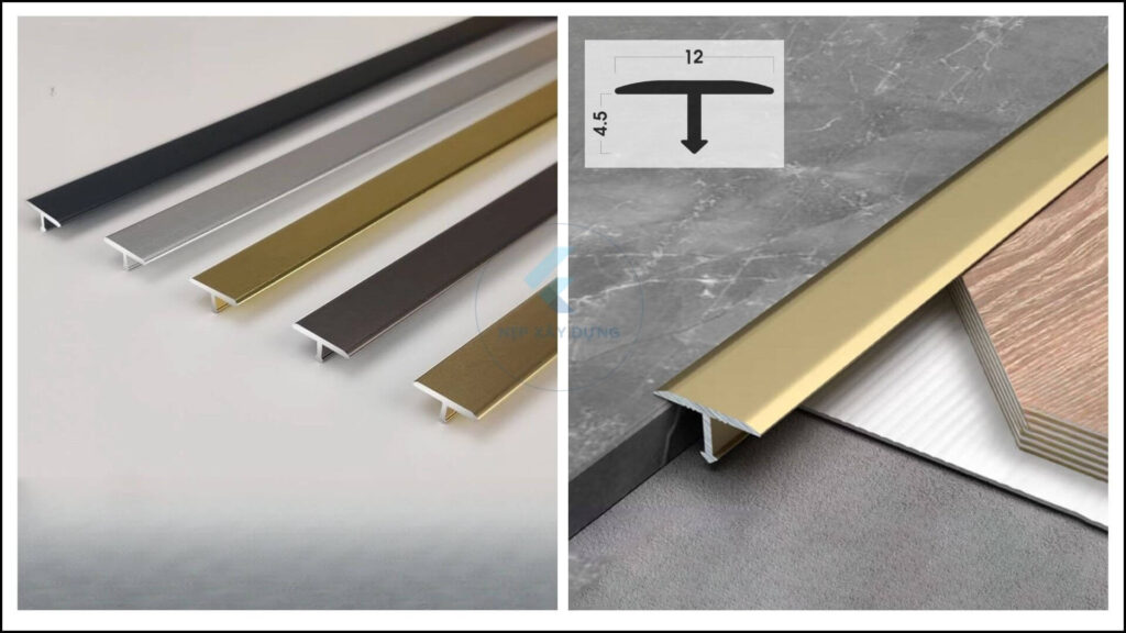 Hình ảnh nẹp T nhôm sàn gỗ và mặt cắt