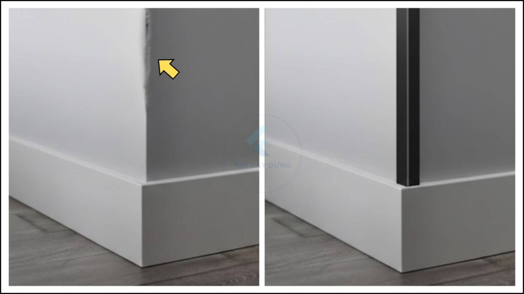 Hình ảnh nẹp V nhôm đen giúp che khuyết điểm góc