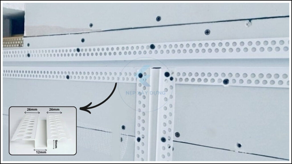 Hình ảnh nẹp chỉ nhựa âm tường thạch cao và kích thước