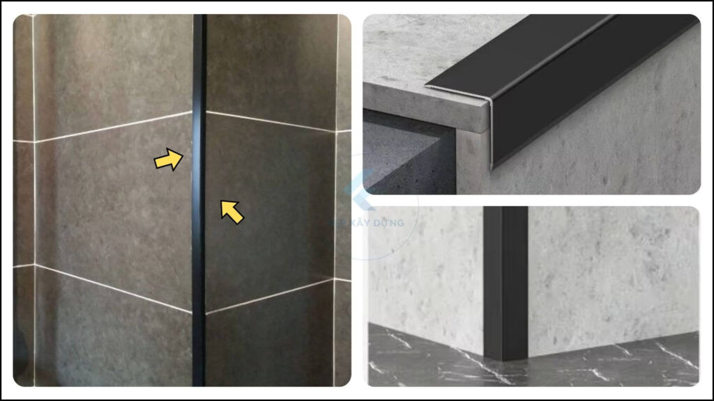 Hình ảnh nẹp chữ V nhôm màu đen và ứng dụng