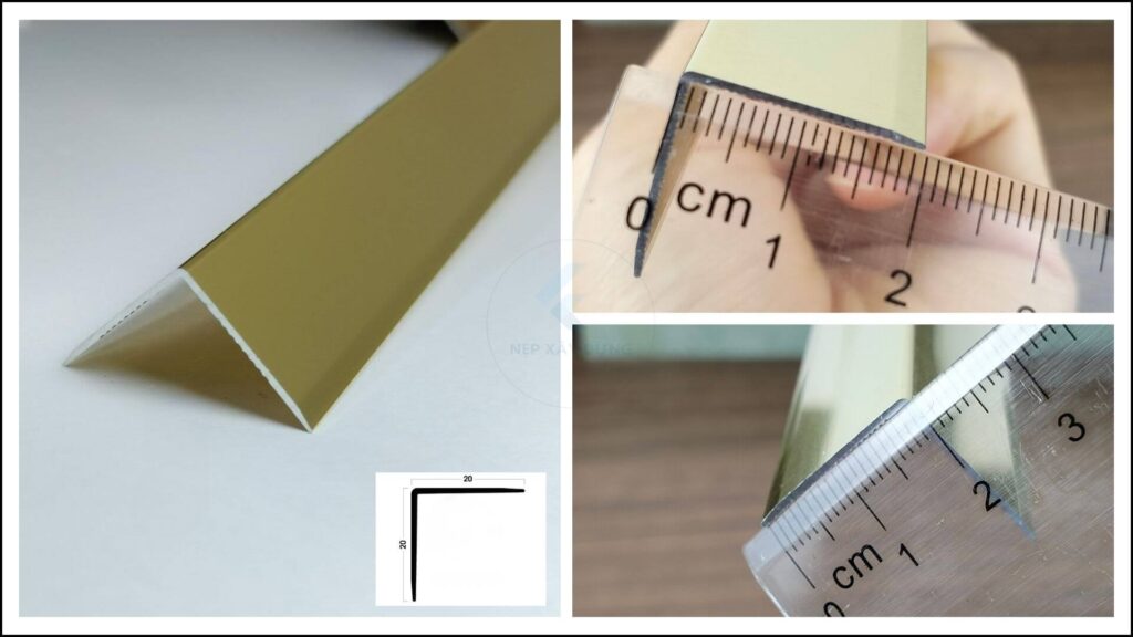 Hình ảnh nẹp nhôm V20 và mặt cắt