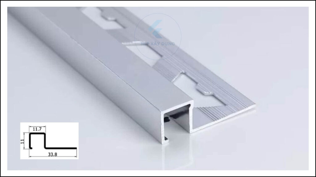 Hình ảnh nẹp nhôm bo góc vuông GD và hình ảnh mặt cắt