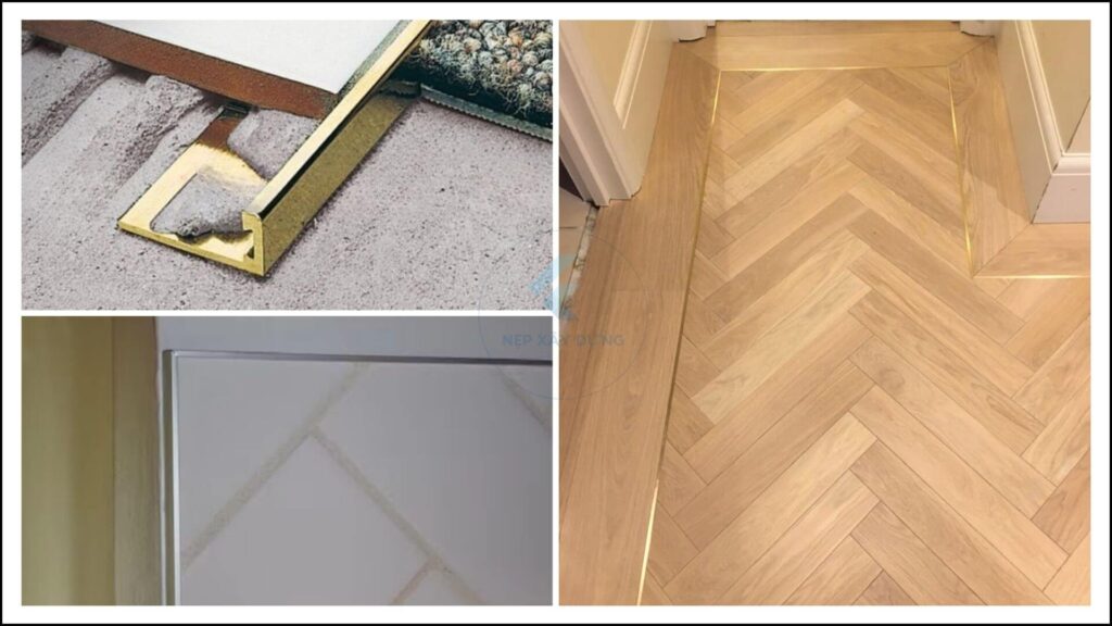 Hình ảnh nẹp nhôm bo góc vuông trong trang trí sàn và tường