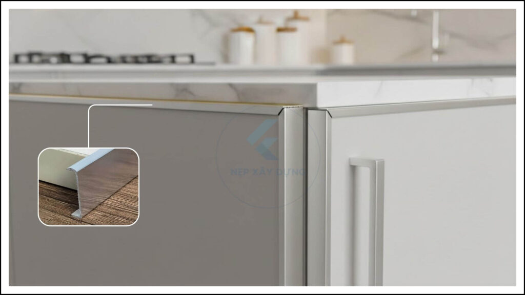 Hình ảnh nẹp nhôm cánh tủ giúp bảo vệ và tăng thẩm mỹ