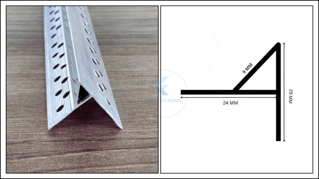 Hình ảnh nẹp nhôm chắn nước dưới ( NAN-D) và mặt cắt