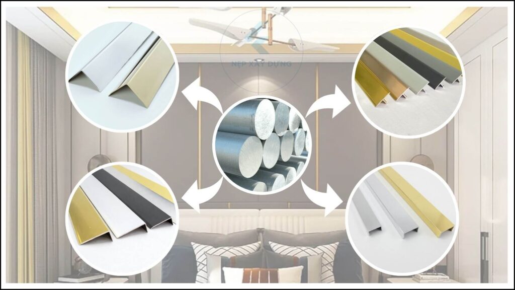 Hình ảnh nẹp nhôm trang trí được làm từ nhôm 6063 T5