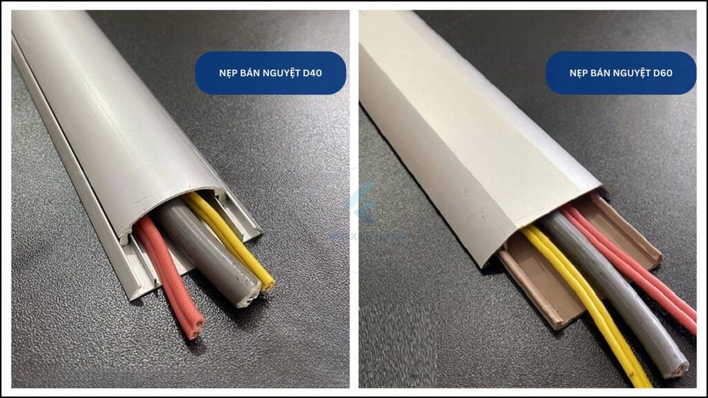 Hình ảnh thục tế của nẹp nhôm bán nguyệt D40 và D60