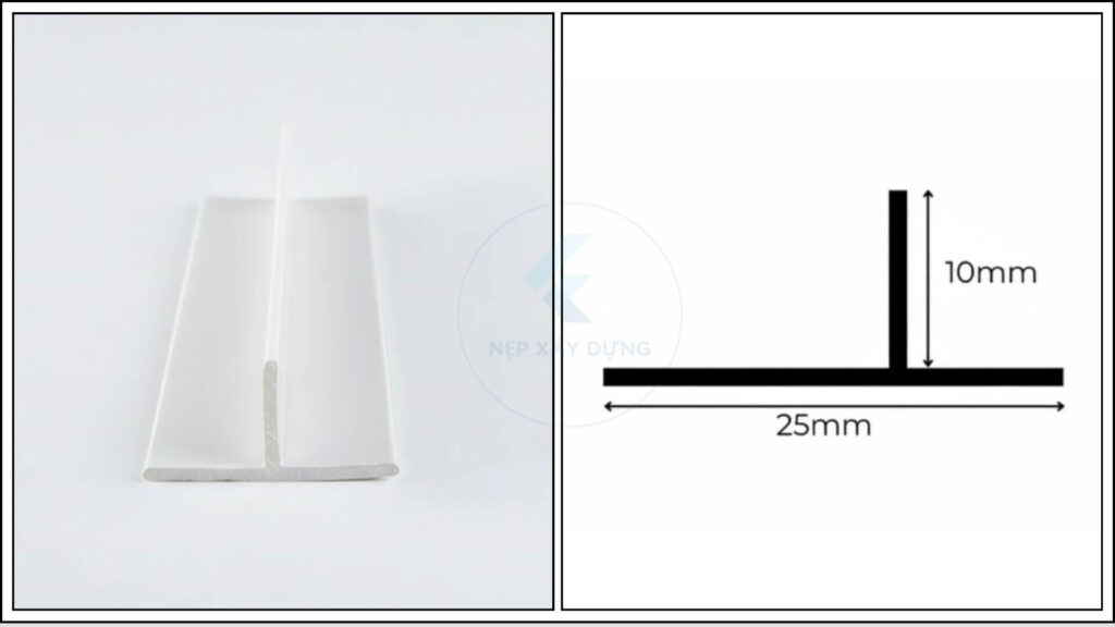 Hình ảnh thực tế và mặt cắt của nẹp T nhựa