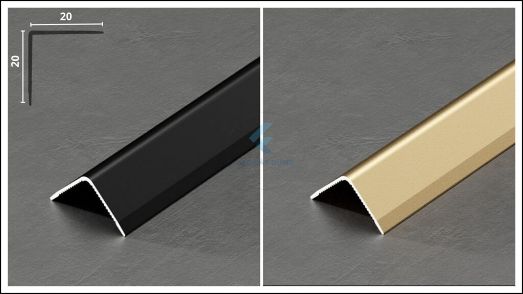 Hình ảnh thực tế của nẹp nhôm V và mặt cắt