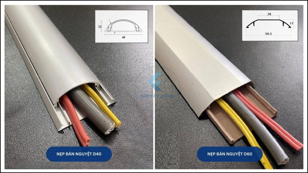 Hình ảnh nẹp nhôm đi dây điện và mặt cắt