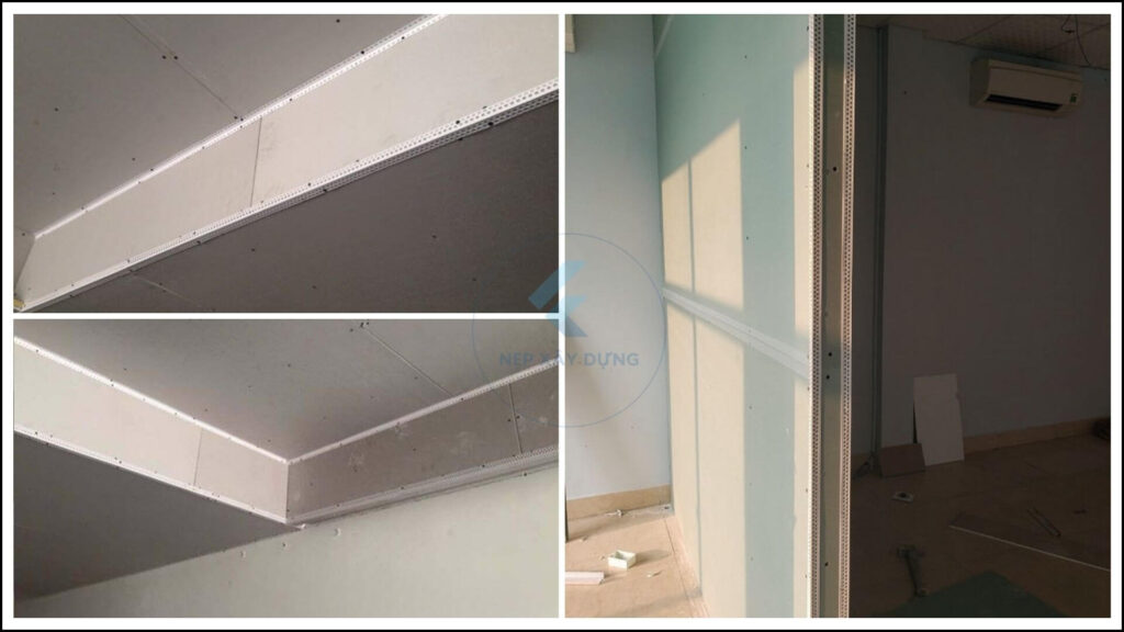 Hình ảnh ứng dụng nẹp nhựa chữ V tại góc cạnh tường