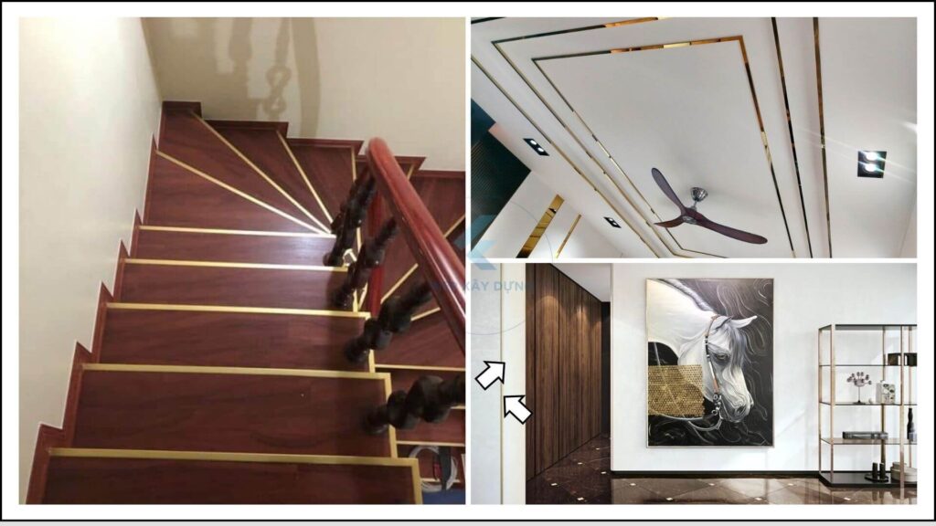 Hình ảnh ứng dụng của nẹp V nhôm vàng