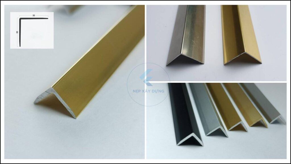 Hình ảnh nẹp nhôm chữ V và mặt cắt