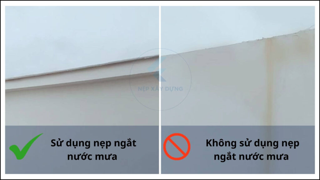 Nẹp ngắt nước mưa trên giúp bảo vệ tường