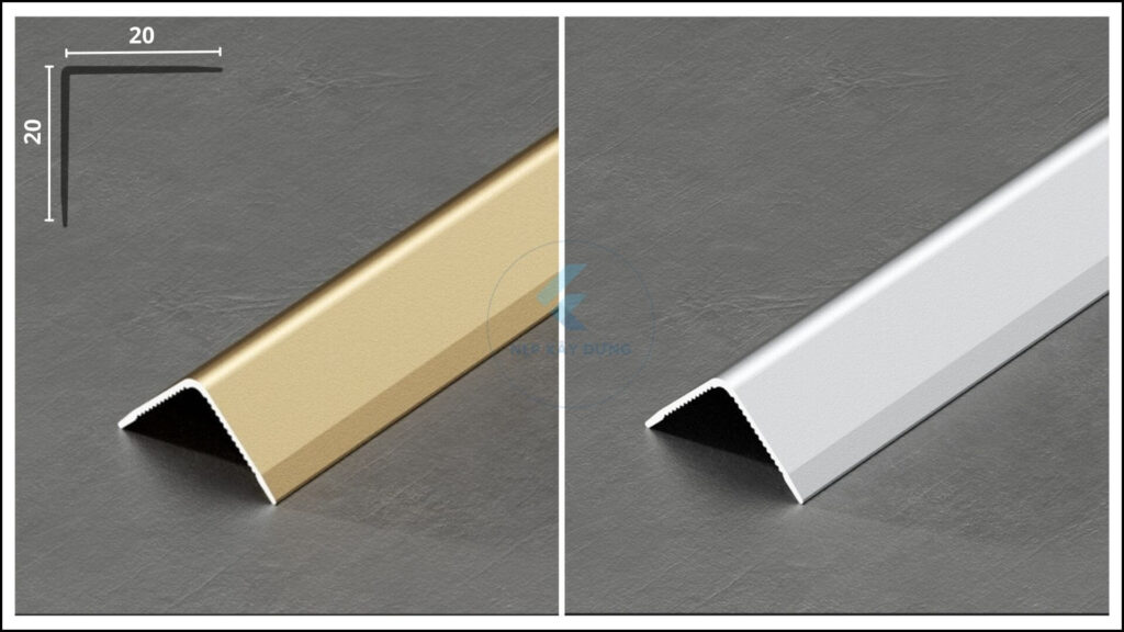 Hình ảnh thực tế của nẹp nhôm chữ V và mặt cắt