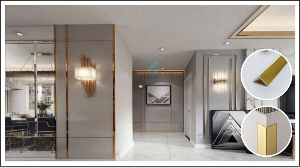 Hình ảnh ứng dụng nẹp V nhôm vàng giúp bảo vệ và tăng thẩm mỹ cho kiến trúc