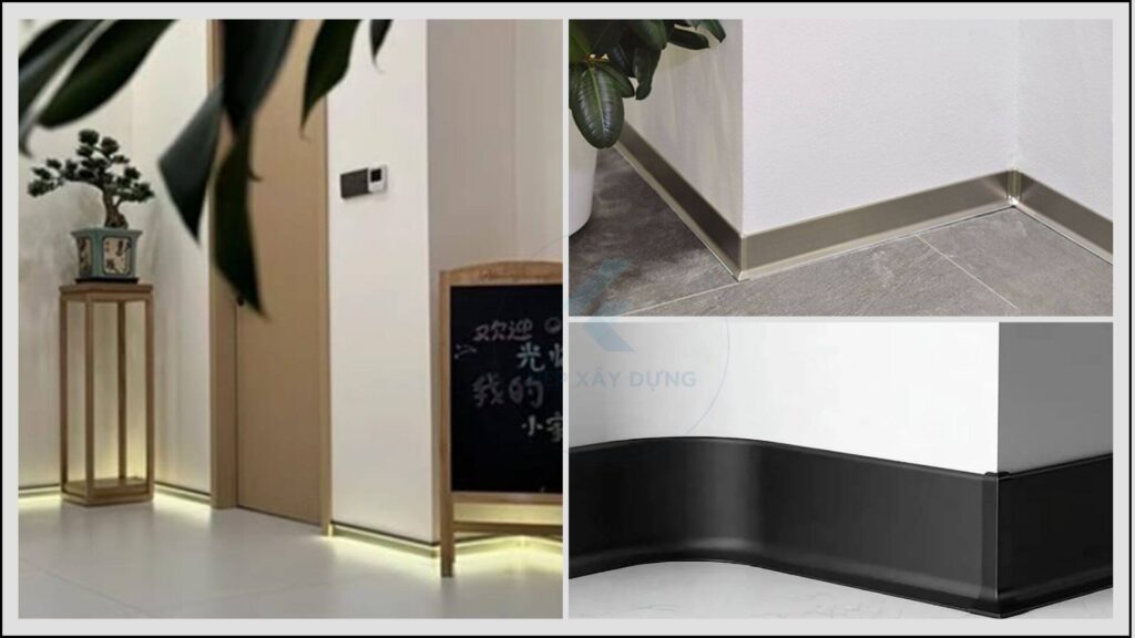 hình ảnh ứng dụng của nẹp len chân tường nhôm