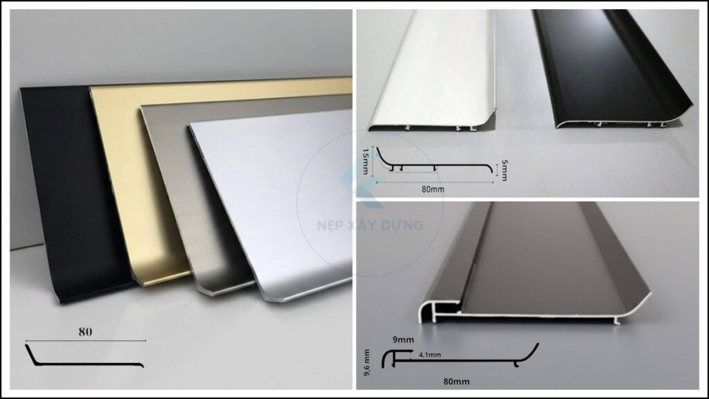 Hình ảnh nẹp len chân tường và mặt cắt
