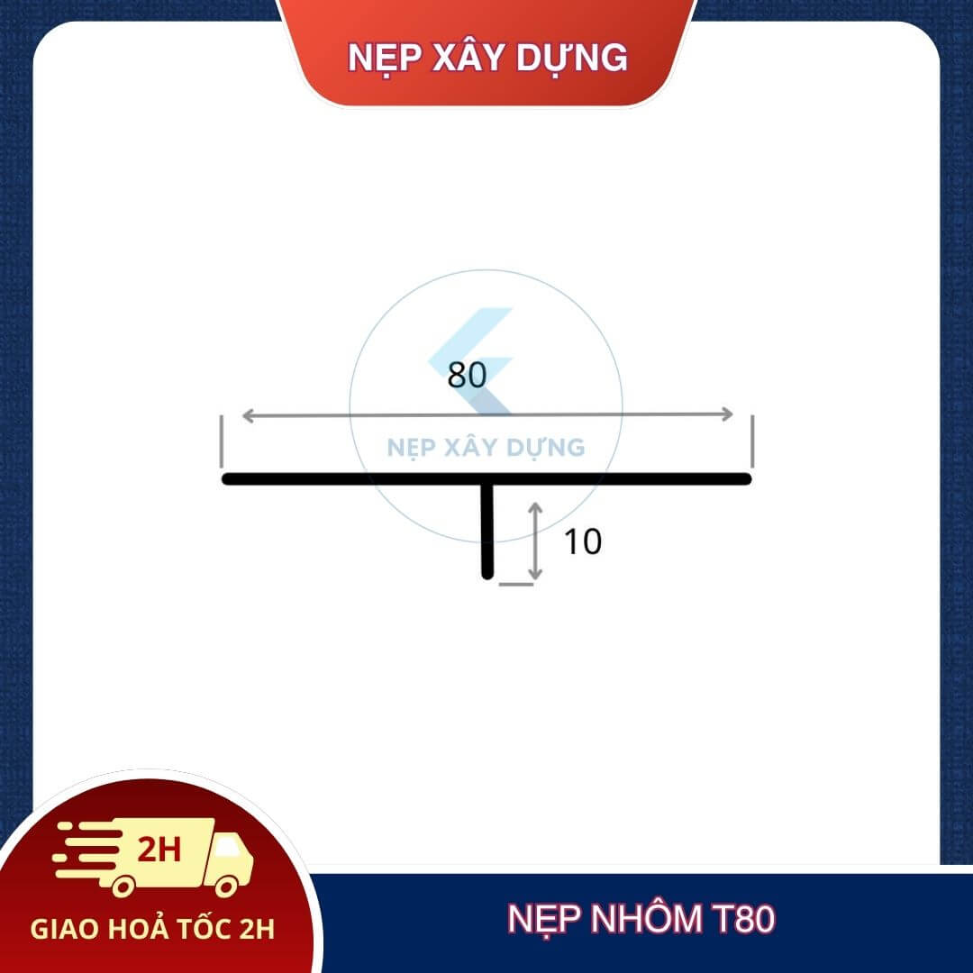 Hình ảnh mặt cắt nẹp nhôm T80