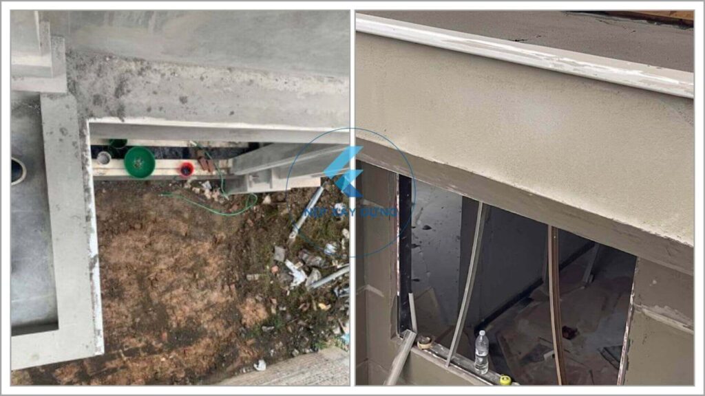 Hình ảnh thực tế chỉ nước ban công