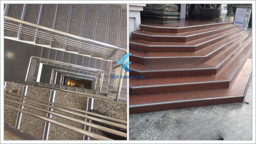 hình ảnh thực tế nẹp chống trơn bậc cầu thang