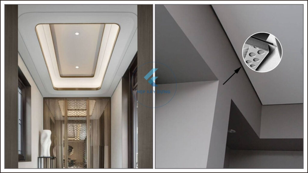 Hình ảnh thực tế nẹp góc trần thạch cao