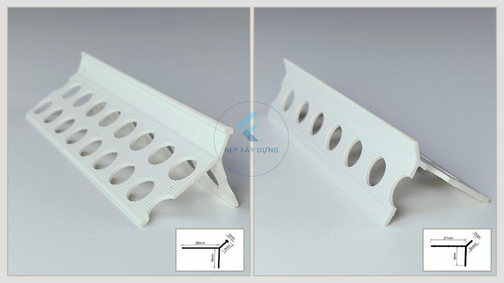 Nẹp góc trát tường TG10V có mũ và TG10V không mũ